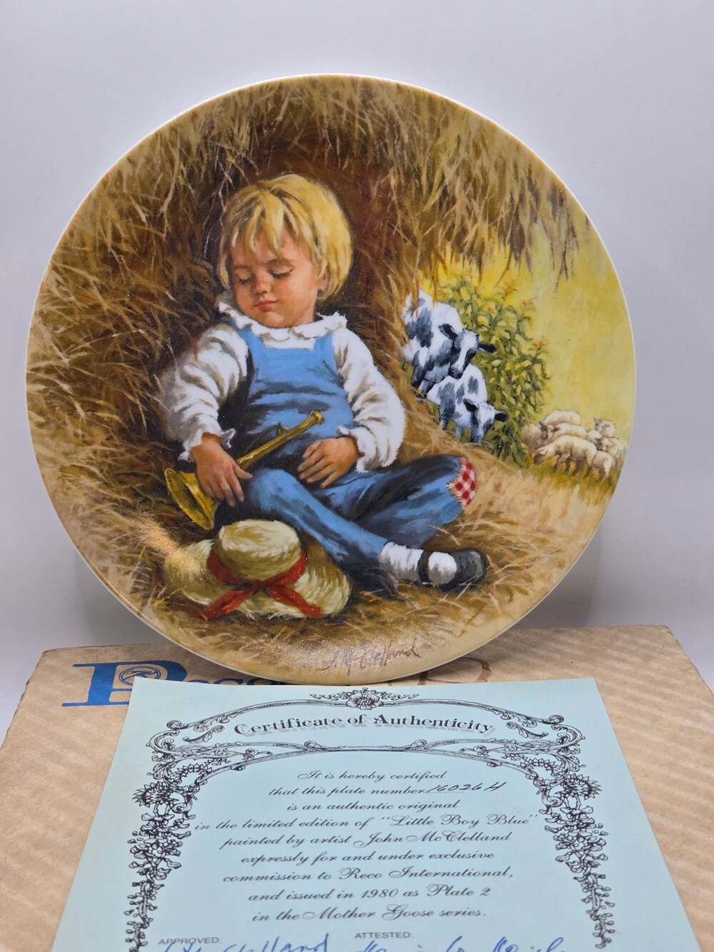 Reco John McClelland Little Boy Blue Mother Goose Collector Plate 1980